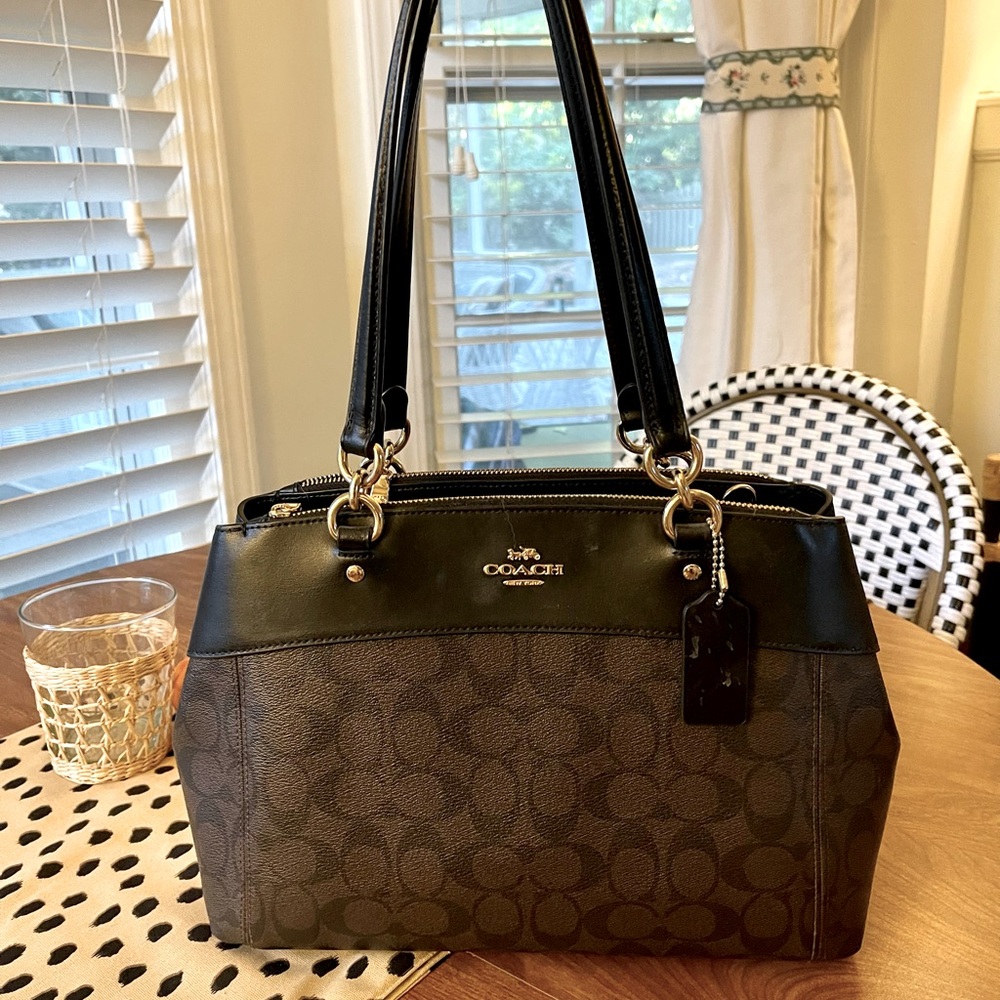 Coach Signature Brown and Black Tote